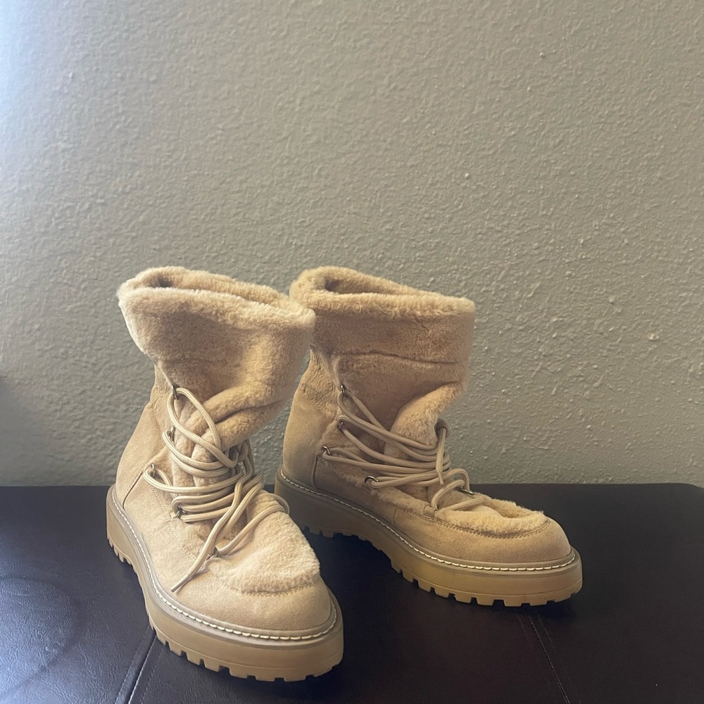 Women's Tan Fur-Lined Boots